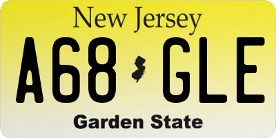 NJ license plate A68GLE