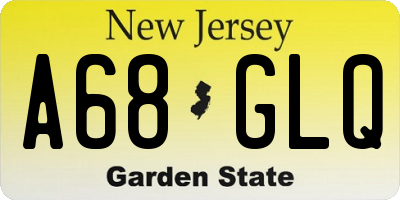 NJ license plate A68GLQ
