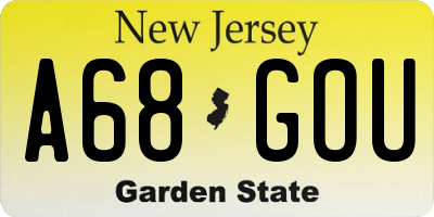 NJ license plate A68GOU