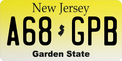 NJ license plate A68GPB