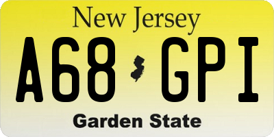 NJ license plate A68GPI