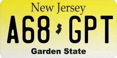 NJ license plate A68GPT