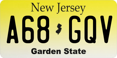 NJ license plate A68GQV