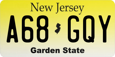 NJ license plate A68GQY