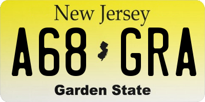 NJ license plate A68GRA
