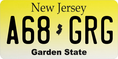 NJ license plate A68GRG