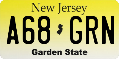 NJ license plate A68GRN