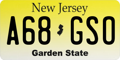 NJ license plate A68GSO