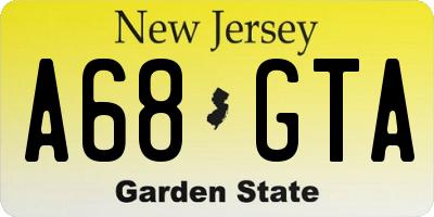 NJ license plate A68GTA