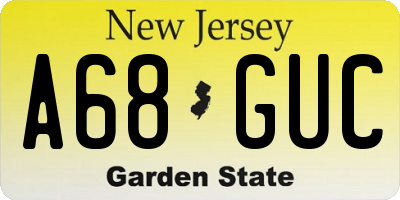 NJ license plate A68GUC