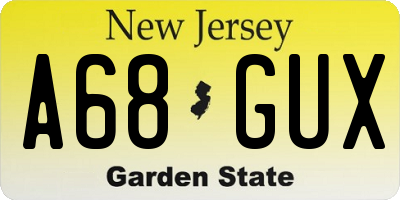 NJ license plate A68GUX
