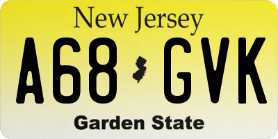 NJ license plate A68GVK