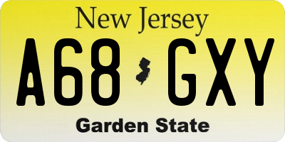 NJ license plate A68GXY