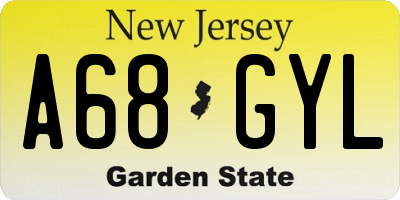 NJ license plate A68GYL