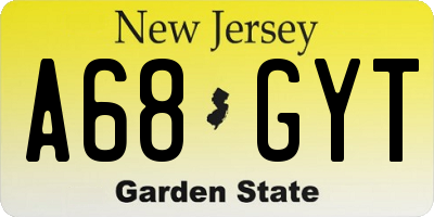 NJ license plate A68GYT
