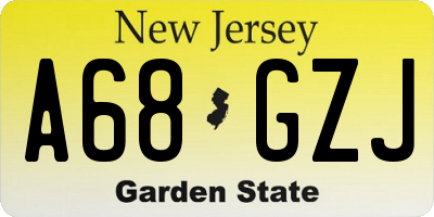 NJ license plate A68GZJ