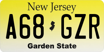 NJ license plate A68GZR