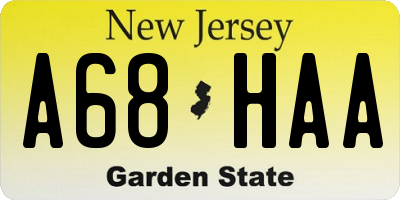 NJ license plate A68HAA