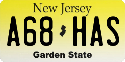 NJ license plate A68HAS