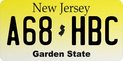 NJ license plate A68HBC