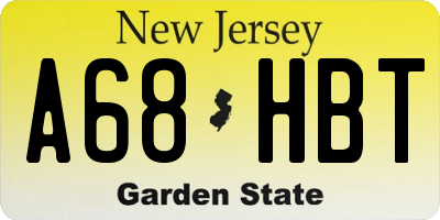 NJ license plate A68HBT