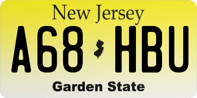 NJ license plate A68HBU