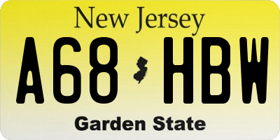 NJ license plate A68HBW