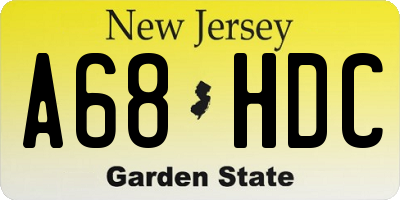 NJ license plate A68HDC