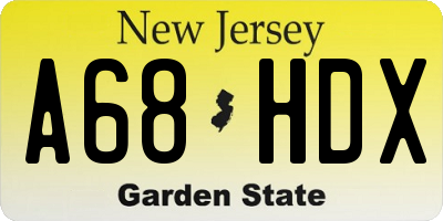 NJ license plate A68HDX