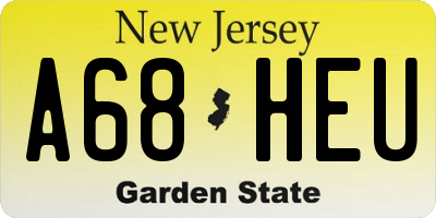 NJ license plate A68HEU