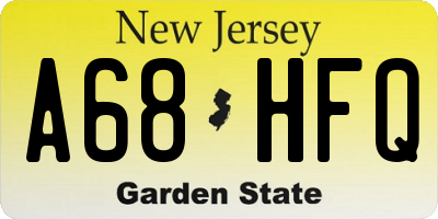 NJ license plate A68HFQ