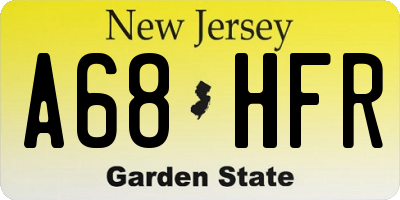 NJ license plate A68HFR