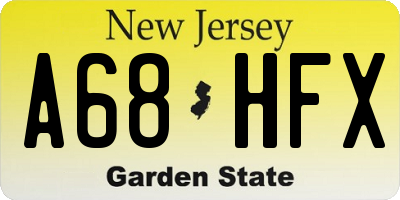 NJ license plate A68HFX