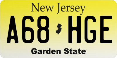 NJ license plate A68HGE