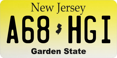 NJ license plate A68HGI