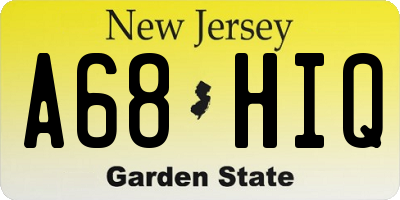 NJ license plate A68HIQ