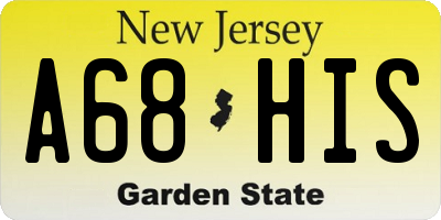 NJ license plate A68HIS
