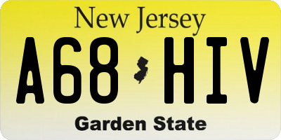 NJ license plate A68HIV
