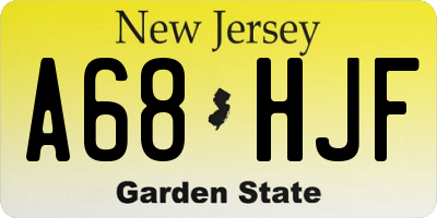 NJ license plate A68HJF