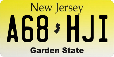 NJ license plate A68HJI