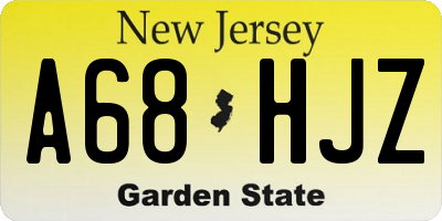 NJ license plate A68HJZ