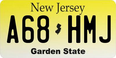 NJ license plate A68HMJ