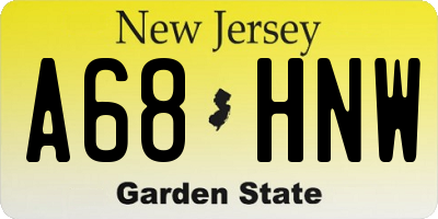 NJ license plate A68HNW
