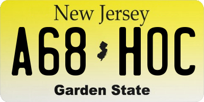 NJ license plate A68HOC