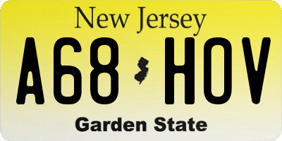 NJ license plate A68HOV