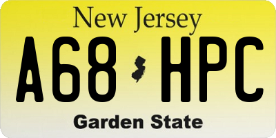 NJ license plate A68HPC