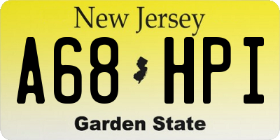 NJ license plate A68HPI