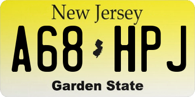 NJ license plate A68HPJ