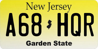 NJ license plate A68HQR