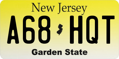 NJ license plate A68HQT
